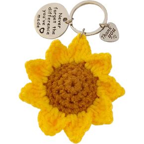 Teacher Keychain Gift Handmade Weaving Sunflower Keychains Gifts for Car keys Bag Wallet Purse Teachers (Yellow)
