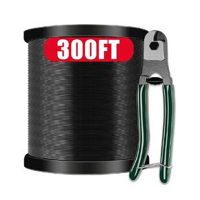 304 Stainless Steel Black Vinyl Coated Wire Rope,1/16 Inch Overmolded to 3/32 Inch,with Cutter 7x7 Strands Construction,String Lights Hanging,Outdoor Light Guide Wire,Fence,300Feet