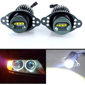 Apmat LED Angel Eye Marker Bulbs Compatible with 2006-08 BMW E90 3 Series HID Xenon Headlights & 2009-12 BMW 3 Series LCI Standard Halogen Headlights, Xenon White High Power CREE LED Light
