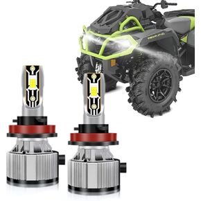 H11 ATV LED Bulbs Compatible with Can Am Outlander 850 1000 650,Can Am Defender LED Bulb Light,12000LM 6500K Cool White,2-Pack