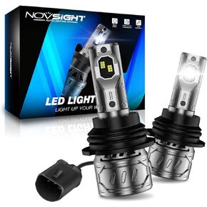NOVSIGHT 9004/HB1 LED Bulbs Upgraded, 400% Brightness 9004 LED Bulbs 6500K Cool White, Plug And Play With Fan, HB1 Fog Light Bulbs, Pack of 2