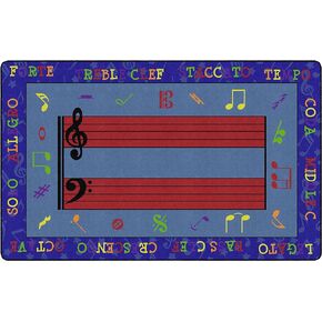 Flagship Carpets Fun with Music Colorful Musical Notes Area Rug for Children's Learning Classroom or Kids Bedroom Activity Rug, 7'6" x 12', Blue/Multi-color
