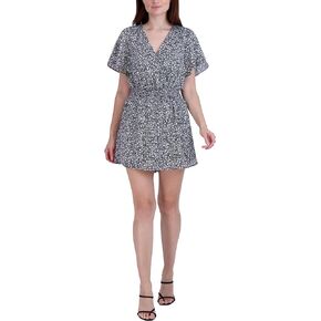BCBGeneration Women's Surplice Neck Short Flutter Sleeve Pull on Romper