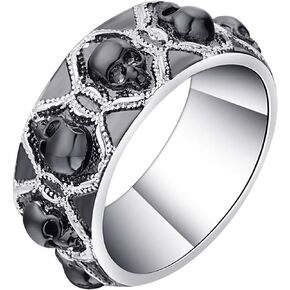Ginger Lyne Collection Skulls Black Punk Style 8mm Wedding Band Ring