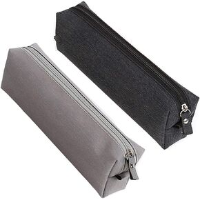 Enyuwlcm Fabric Stationery Stylish Simple Pencil Bag Small Square Waterproof Pencil Case Black and Gray 2 Pack