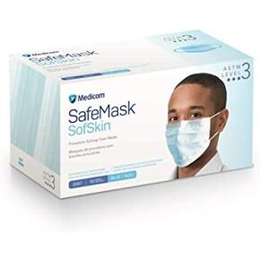 SafeMask SofSkin ASTM Level 3 Earloop Procedure Mask - Blue - 50 per box