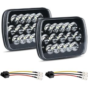Lemniscate Pair 7x6 5x7 in Led Headlights H6054 H5054 6052 6053 Hi/Low Sealed Beam White/Amber Halo Compatible with Jeep XJ YJ Chevrolet Express Toyota Nissan Pickup