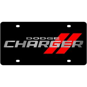 Compatible with Dodge Charger Black Acrylic License Plate