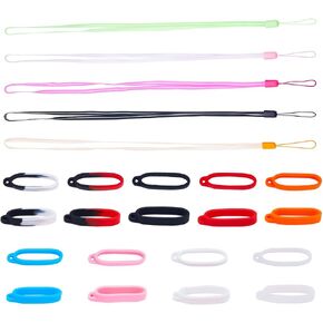 GORGECRAFT 1 Box 20PCS 55mm Black Anti-Lost Silicone Rubber Rings Holder with 5PCS Anti-Loss Pendant Strap String Lanyard Straps Necklace Lanyard Set for Daily Life Office Key Chains in Saudi Arabia