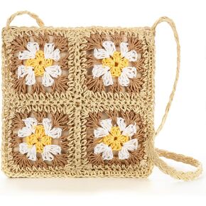 حقيبة شاطئ من القش للنساء - حقيبة كتف منسوجة يدويًا، حقيبة يد هوبو لعطلات الشاطئ in Kuwait