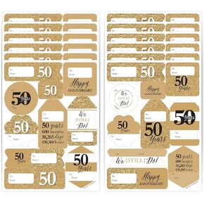 Big Dot of Happiness We Still Do - 50th Wedding Anniversary - Assorted Anniversary Party Gift Tag Labels - to and from Stickers - 12 Sheets - 120 Stickers