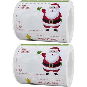 2 Rolls Christmas Stickers Labels Christmas Adhesive Labels Holiday Gift Tag Snowman Wrapping Stickers Adhesive Christmas Tag Copper Plate Stickers Christmas Box Multifunction