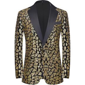 Men's Slim Fit Shiny Sequins One Button Suit Jacket Blazer Tuxedo for Dinner Prom Party Wedding in Kuwait