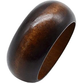 COLORFUL BLING Natural Wooden Chunky Wide Bangle Handmade Ethnic Carved Flower Statement Wrap Bracelet Wristband Women Vintage Wood Jewelry