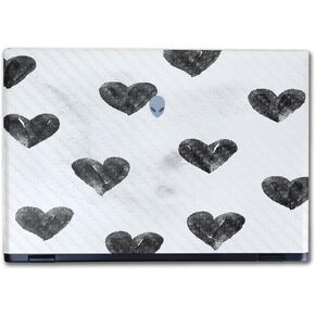 Carbon Fiber Laptop Skin Compatible with Alienware M16 R2 (2024) - Ink Hearts - Premium 3M Vinyl Protective Wrap Decal Cover - Easy to Apply | Crafted in The USA by MightySkins