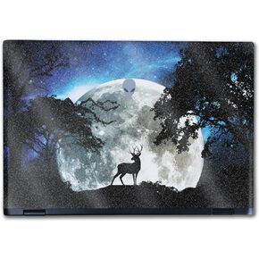 Glossy Glitter Laptop Skin Compatible with Alienware M16 R2 (2024) - Moonlight Deer - Premium 3M Vinyl Protective Wrap Decal Cover - Easy to Apply | Crafted in The USA by MightySkins