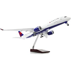 QIYUMOKE 1/144 Airbus A350 Delta Airlines 18.5 inchs Large Model Diecast Airplane Model Kits with Stand Sky Jumbo Airliner Collectible Model Kit for Aviation Enthusiast Gift