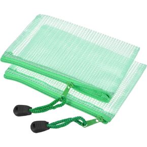 MECCANIXITY Mesh Zipper Bags, B8 Size File Documents Pockets Bill Pouch Folders for Office Home Supply, Green Pack of 3