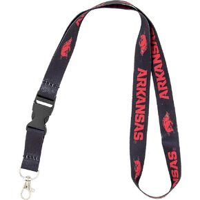 Desert Cactus University of Arkansas Lanyard Razorbacks U of A Hogs Car Keys ID Badge Holder Lanyard Keychain Detachable Breakaway Snap Buckle (Black)