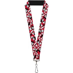 Buckle Down Lanyard-1.0-Mickey Mouse Poses Scattered Red/Black/White