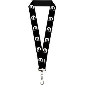 Lanyard Mopar Logo Repeat Black White