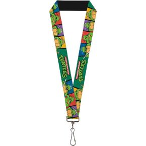 Buckle Down Lanyard-1.0"-Classic TMNT Group Pose3/tmnt Logo Green/mu