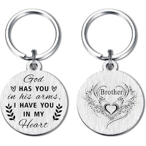 Memorial Gifts Keychain for Loss of Brother, Brother Memorial Gifts for Men, Personalized Grief Funeral Memory Remembrance Bereavement Sympathy Keychain for Loss of Brother