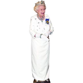 Star Cutouts, Queen Elizabeth Wearing Crown, Cardboard Cutout Standup, Royal Celebrity Life-Size Stand-In - 68" x 24"