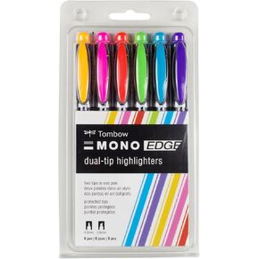 Tombow MONO Edge Highlighter, 6-Pack