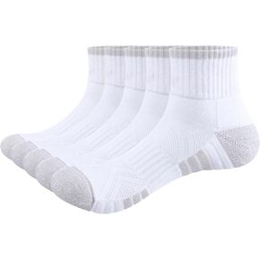 Men's Ankle Tennis Gym Workout Running Athletic Socks Moisture Wicking Cotton Cushioned Quarter Crew Socks for Men