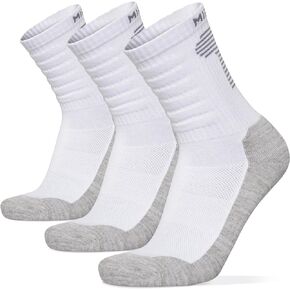 MIRMARU 3 Pairs Seamless Toe Hiking Outdoor Trail Running Trekking Moisture Wicking Cushion Crew Athletic Socks