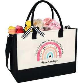 LDIWEE Teacher Appreciation Gifts for Women, Graduation Gift for Teacher, Teacher Canvas Tote Bags for Women