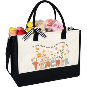 LDIWEE Teacher Appreciation Gifts for Women, Graduation Gift for Teacher, Teacher Canvas Tote Bags for Women