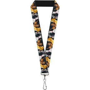 Disney Lanyard, Disney Dogs Group Collage Paws Gray Black, Elastic
