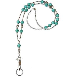 Vintage Turquoise Look, Women's Beaded Fashion Lanyard, Strong ID Badge Card Holder Teacher Nurse Cruise Keys Keychain Phone