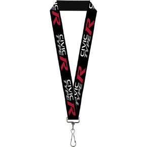 Buckle-Down Honda Lanyard, Civic Type R Black White Gray Red, Elastic