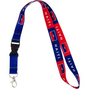 Desert Cactus Country of Haiti Lanyard Flag Car Keys ID Badge Holder Keychain Souvenir Haitian Detachable Breakaway Snap Buckle (Lanyard)