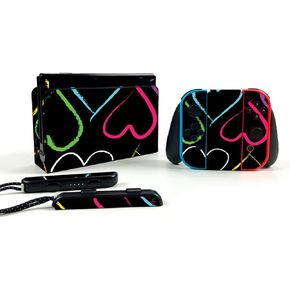 MightySkins Skin Compatible with Nintendo Switch OLED - Hearts | Protective, Durable, and Unique Vinyl Decal wrap Cover | Easy to Apply, Remove, and Change Styles | Made in The USA