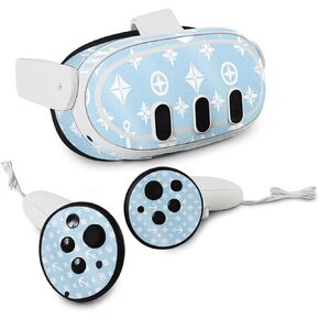 MightySkins Glossy Glitter Skin Compatible with Meta Quest 3 - Baby Blue Designer | Protective, Durable High-Gloss Glitter Finish | Easy to Apply