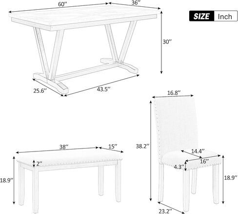 مطبخ على الطراز الحديث، طقم طعام مكون من 6 قطع مع 4 كراسي ومقعد واحد، وسطح طاولة بقشرة رخامية وأرجل طاولة على شكل حرف V (أبيض) in Kuwait