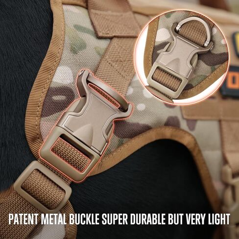 سرج للكلاب بدون سحب - سرج تكتيكي للكلاب - سترة عسكرية للكلاب مع مشابك معدنية قابلة للتعديل، سترة تدريب على المشي لمسافات طويلة للحيوانات الأليفة - سرج للكلاب الكبيرة، كلب الخدمة، مموه in Kuwait