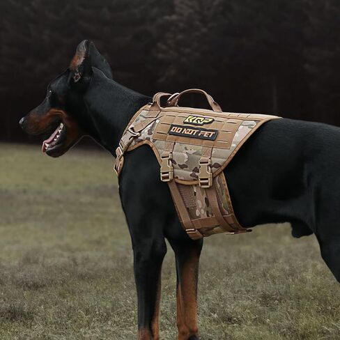 سرج للكلاب بدون سحب - سرج تكتيكي للكلاب - سترة عسكرية للكلاب مع مشابك معدنية قابلة للتعديل، سترة تدريب على المشي لمسافات طويلة للحيوانات الأليفة - سرج للكلاب الكبيرة، كلب الخدمة، مموه in Kuwait