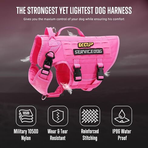 سرج للكلاب بدون سحب - سرج تكتيكي للكلاب - سترة عسكرية للكلاب مع مشابك معدنية قابلة للتعديل، سترة تدريب على المشي لمسافات طويلة للحيوانات الأليفة - سرج للكلاب الكبيرة، كلب الخدمة، مموه in Kuwait