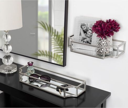 رف حائط هندسي من Kate and Laurel Ciel Glam، مقاس 18 × 24، ذهبي، أرفف زخرفية للتخزين والعرض in Kuwait