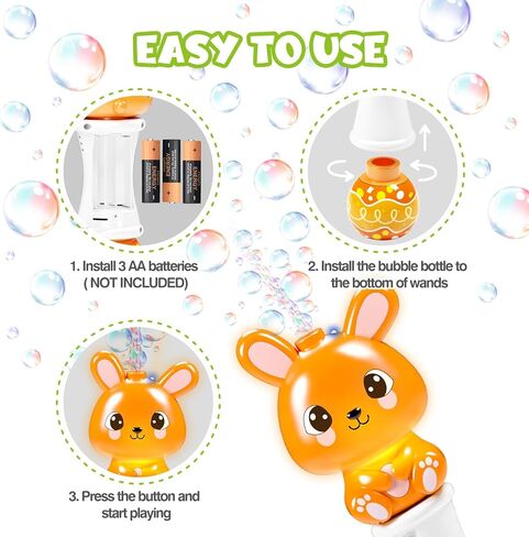 2 Pack Easter Bubble Wands for Kids, 11.2 inch Automatic Bubble Blower with Light for Girls Boys, Bubble Toy for Easter Party Favor, Easter Basket Stuffers in Kuwait