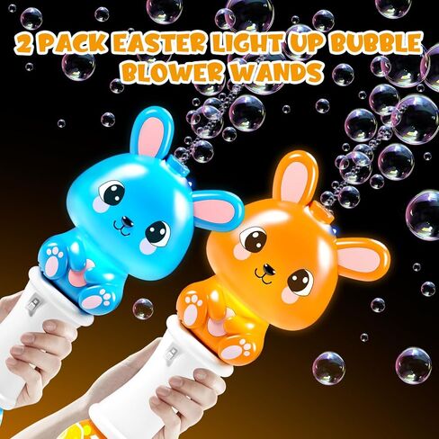2 Pack Easter Bubble Wands for Kids, 11.2 inch Automatic Bubble Blower with Light for Girls Boys, Bubble Toy for Easter Party Favor, Easter Basket Stuffers in Kuwait