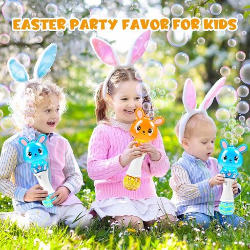 2 Pack Easter Bubble Wands for Kids, 11.2 inch Automatic Bubble Blower with Light for Girls Boys, Bubble Toy for Easter Party Favor, Easter Basket Stuffers in Kuwait