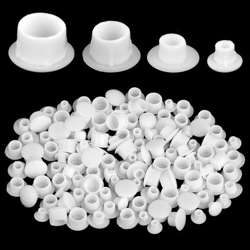 120 Pcs White Hole Plugs Screw Covers Caps Plastic Screw Caps Round Button Flush Type Plugs Screw Cap Screw Hole Plugs Plastic Hole Cover for Cabinets Shelves Brackets(5mm/6mm/8mm/10mm) in Saudi Arabia
