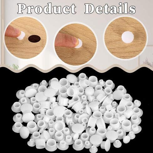 120 Pcs White Hole Plugs Screw Covers Caps Plastic Screw Caps Round Button Flush Type Plugs Screw Cap Screw Hole Plugs Plastic Hole Cover for Cabinets Shelves Brackets(5mm/6mm/8mm/10mm) in Saudi Arabia
