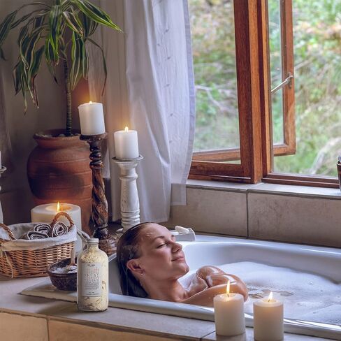 علاج حمام الحليب - نقع اللافندر والشوفان المهدئ - طبيعي بالكامل، نباتي، مصنوع يدويًا بالزيوت العطرية العضوية لترطيب غني بالمعادن، والاسترخاء المهدئ والنوم المريح in Kuwait